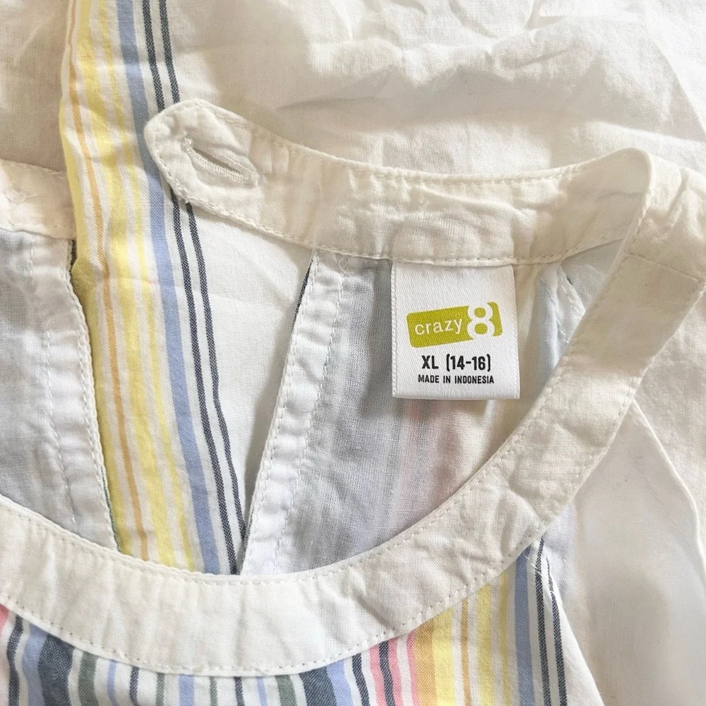 Crazy 8 White Halter Tank with Pastel Multi-Stripe Front